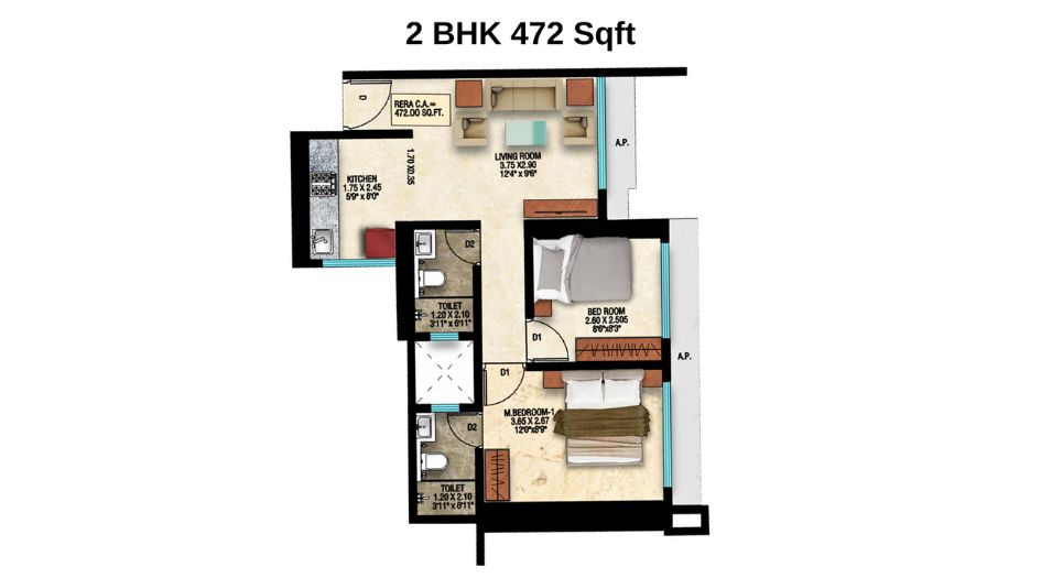 Divine-Shloka-Floor-Plan-2-BHK-472-Sqft