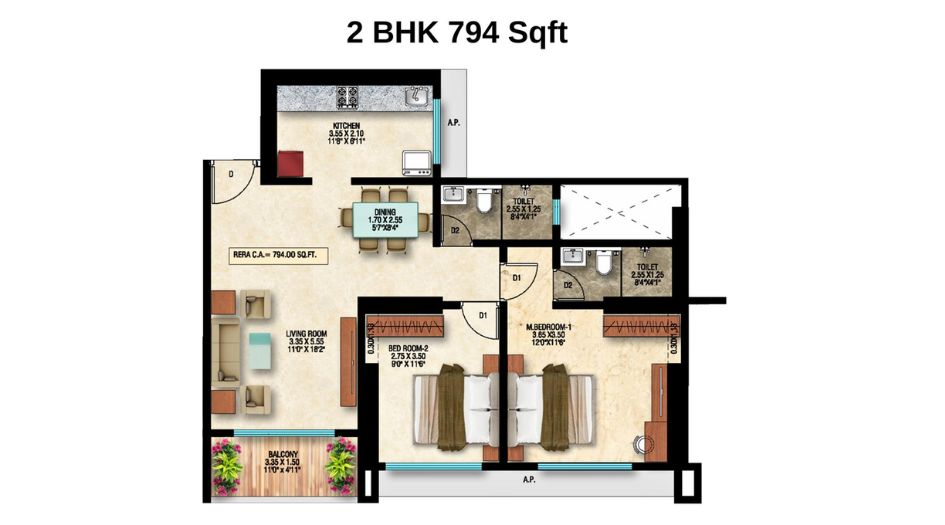 Divine-Shloka-Floor-Plan-2-BHK-794-Sqft