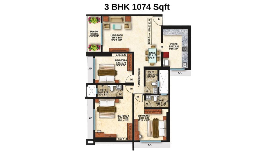 Divine-Shloka-Floor-Plan-3-BHK-1074-Sqft