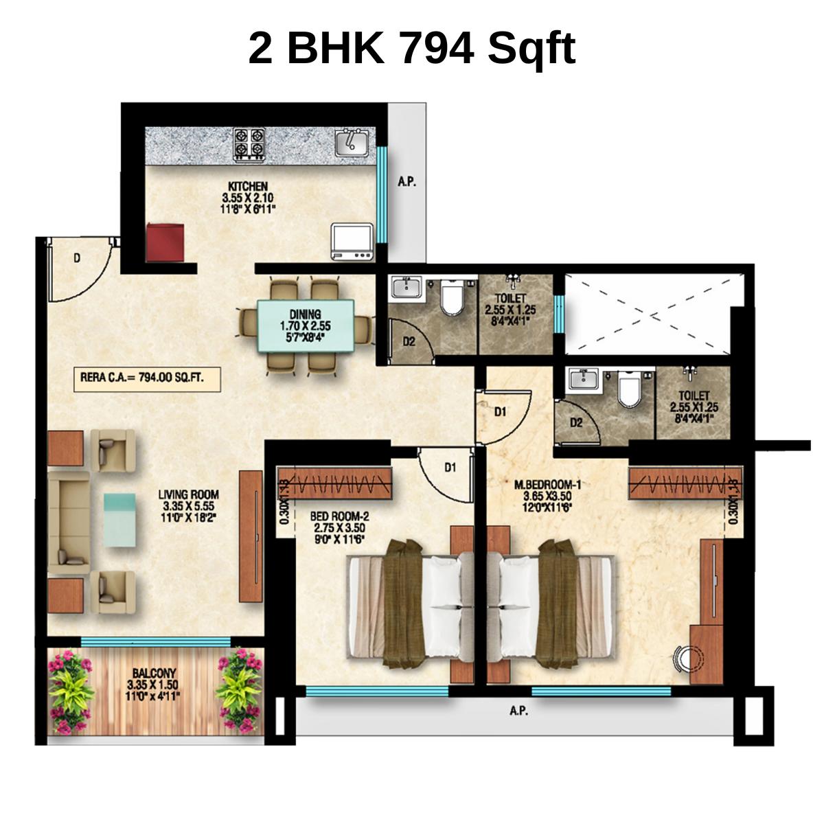 Divine-Shloka-Floor-Plan-2-BHK-794-Sqft