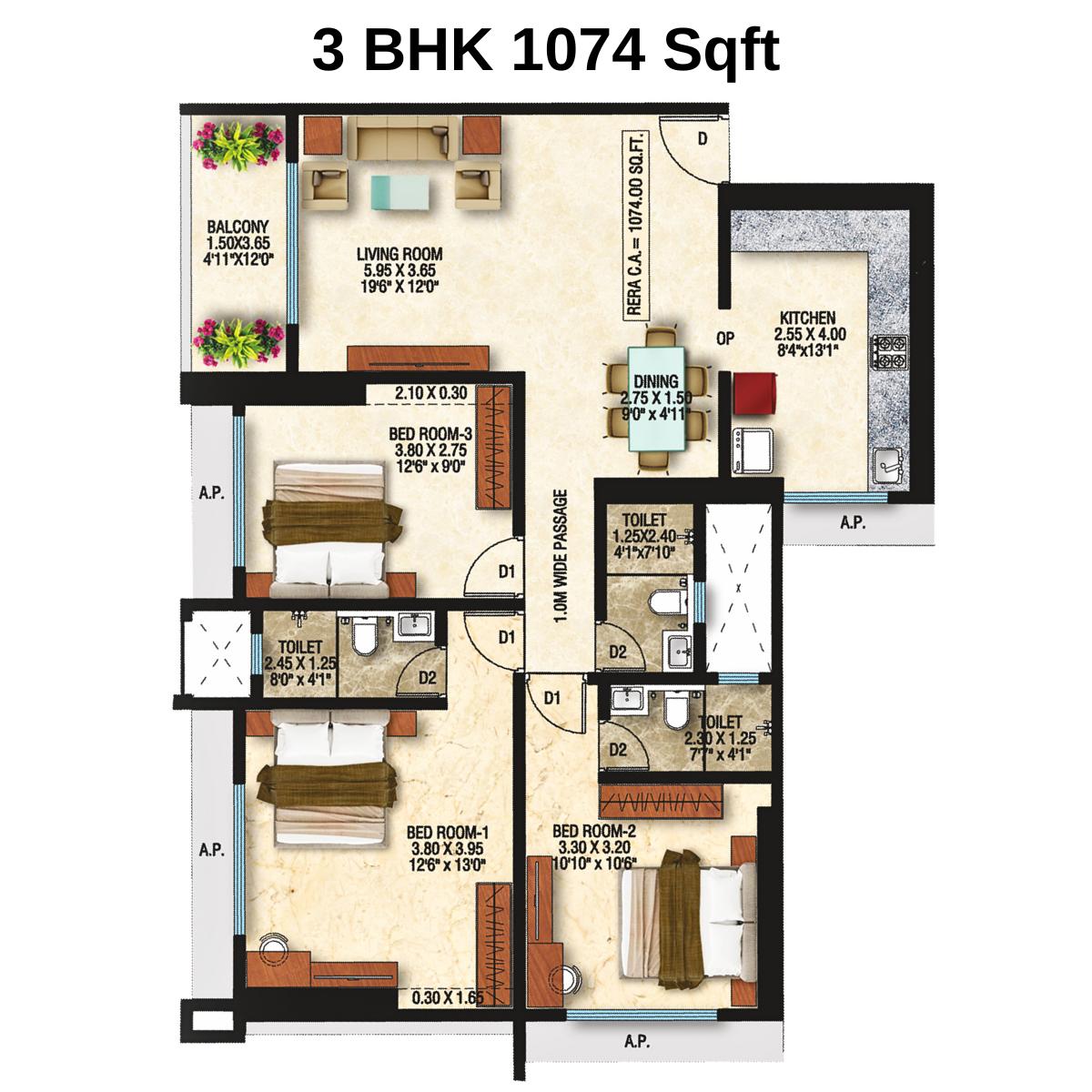 Divine-Shloka-Floor-Plan-3-BHK-1074-Sqft