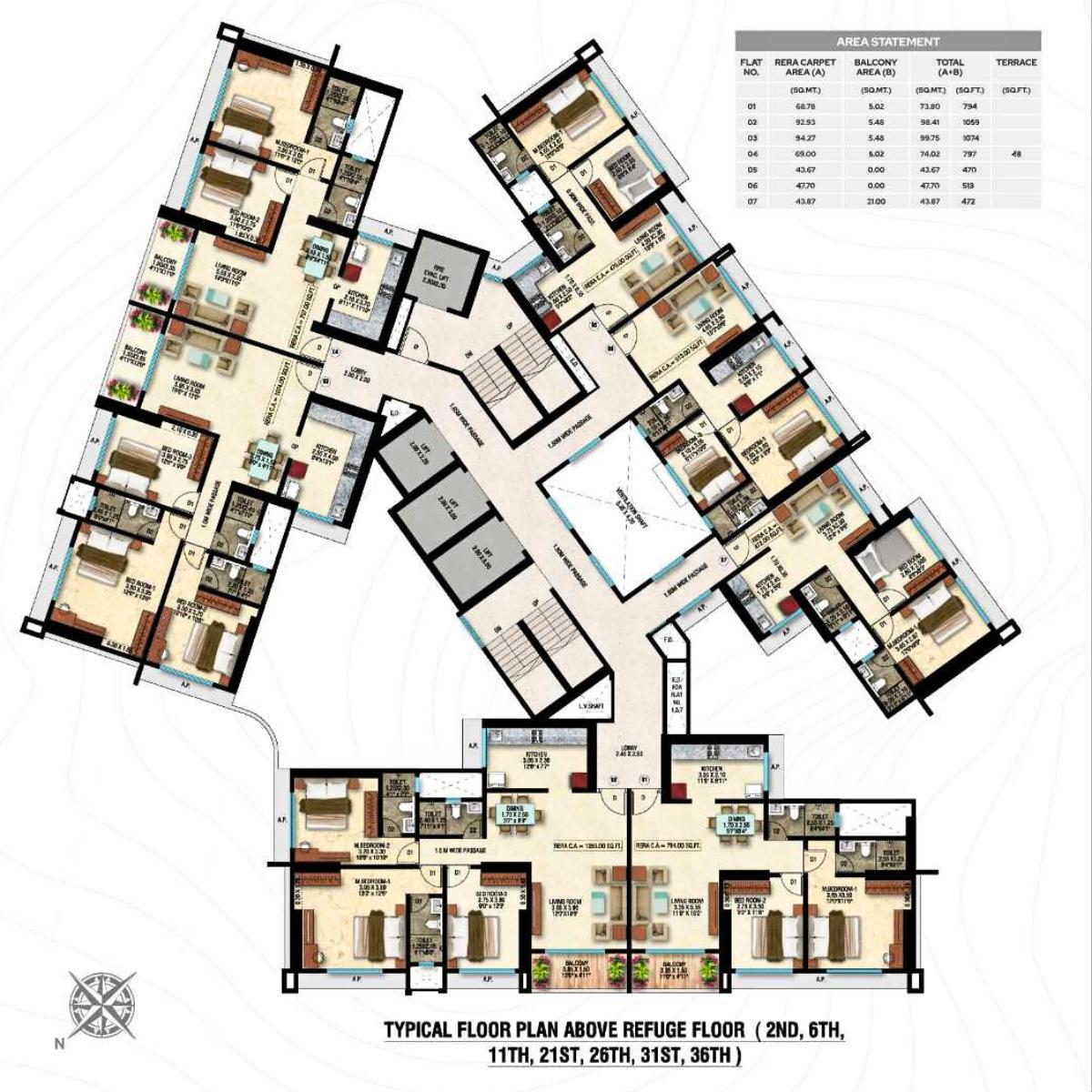 Divine-Shloka-Floor-Plan-Typical-Above-Refugee-Floor-2nd-6th-11th-21st-26th-31st-36th